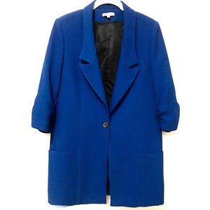 Sapphire Blue Blazer with Rushed Sleeves - Size S